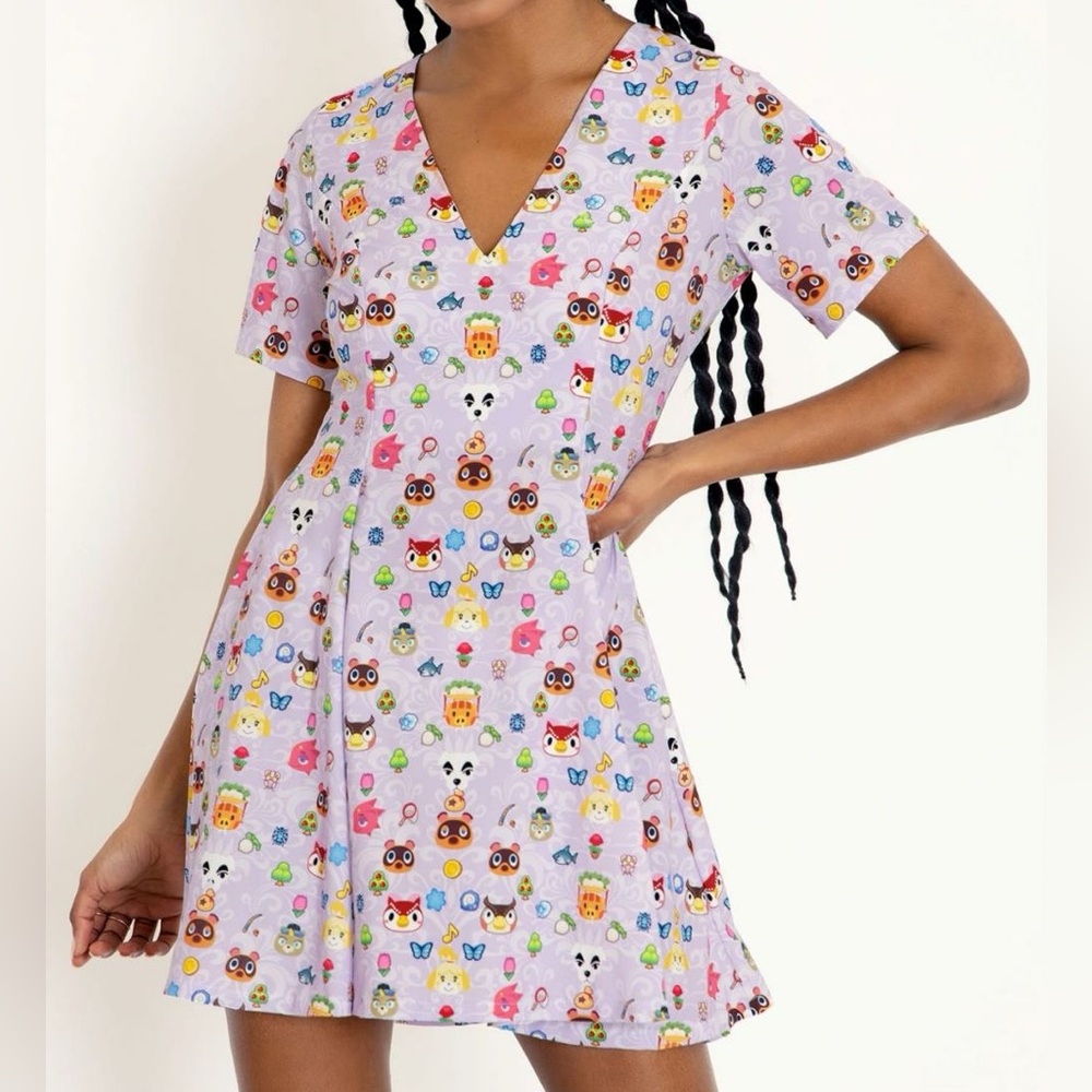 LIMITED BlackMilk Animal Crossing Allover Print‎ Filigree V Dress - Size Large